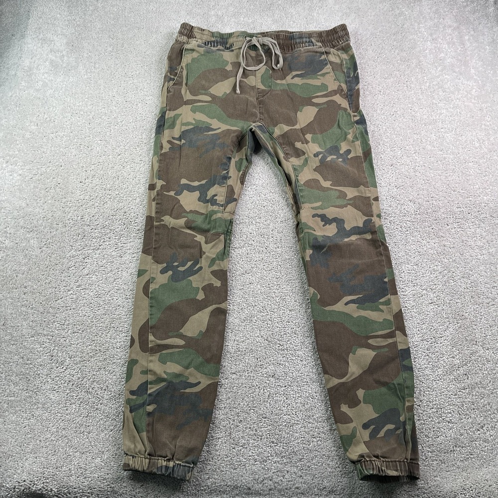 PacSun Pants Mens Medium Long Green Camo Jogger Slim Drawstring Streetwear